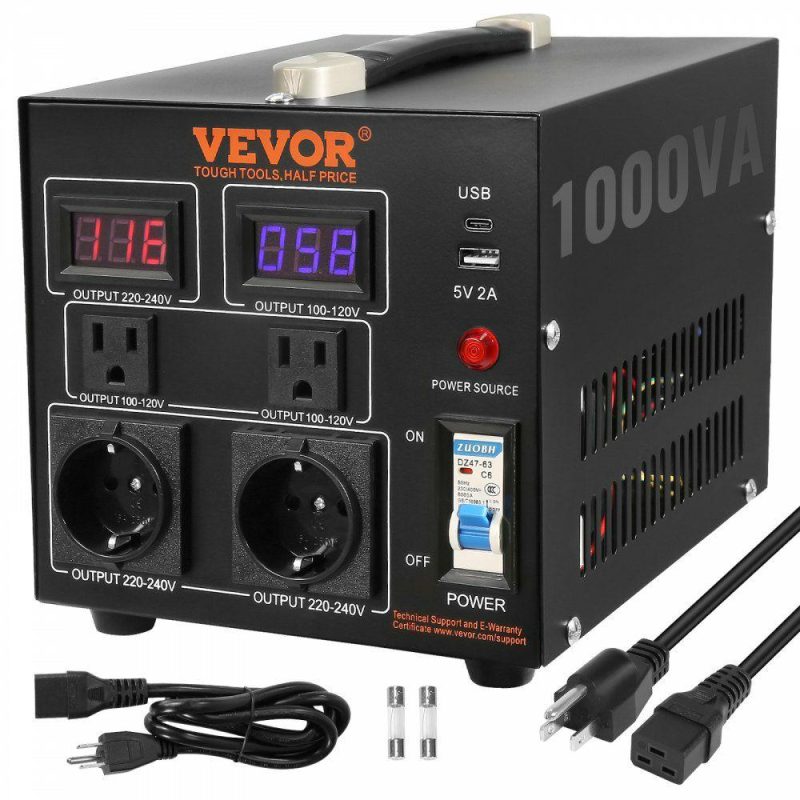 Batteries & Chargers & Accessories | Voltage Converter Transformer, 1000W, Heavy Duty Step Up/Down Transformer, Convert from 110 Volt to 220 Volt and  from 220 Volt to 110 Volt, with US Outlet EU Outlet 5V USB Port, CE Certified Batteries & Chargers & Accessories Batteries & Chargers & Accessories