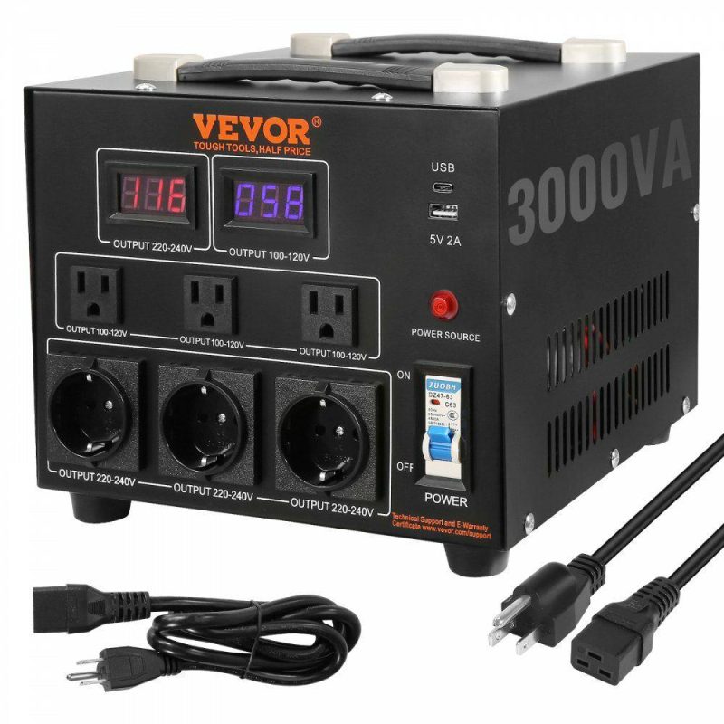 Batteries & Chargers & Accessories | Voltage Converter Transformer, 3000W, Heavy Duty Step Up/Down Transformer, Convert from 110 Volt to 220 Volt and  from 220 Volt to 110 Volt, with US Outlet EU Outlet 5V USB Port, CE Certified Batteries & Chargers & Accessories Batteries & Chargers & Accessories