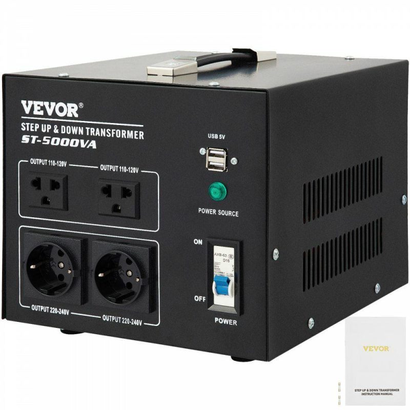 Batteries & Chargers & Accessories | Voltage Converter Transformer,5000W Heavy Duty Step Up/Down Transformer Converter(240V to 110V, 110V to 240V),2 US&1 UK&1 Universal Outlet with Circuit Break Protection,5V USB Port,CE Certified Batteries & Chargers & Accessories Batteries & Chargers & Accessories