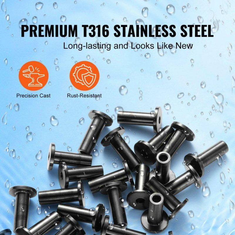 Decking & Fencing | 101 Pack T316 Stainless Steel Protector Sleeves for 1/8″ Wire Rope Cable Railing, DIY Balustrade T316 Marine Grade, Come with A Free Drill Bit, Black Black Decking & Fencing Black