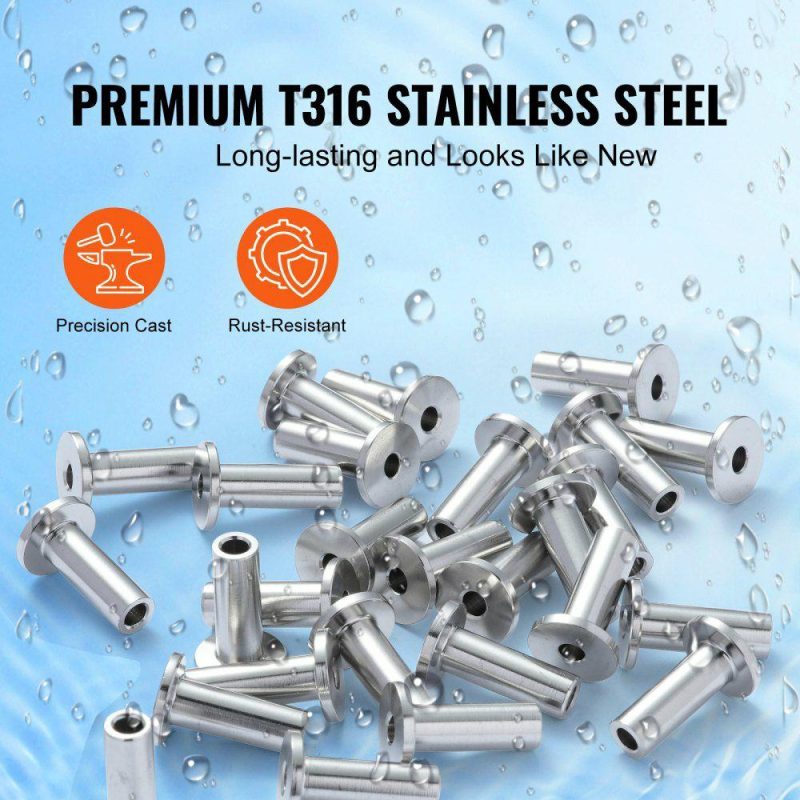 Decking & Fencing | 121 Pack T316 Stainless Steel Protector Sleeves for 1/8″ Wire Rope Cable Railing, DIY Balustrade T316 Marine Grade, Come with A Free Drill Bit, Silver Silver Decking & Fencing Decking & Fencing