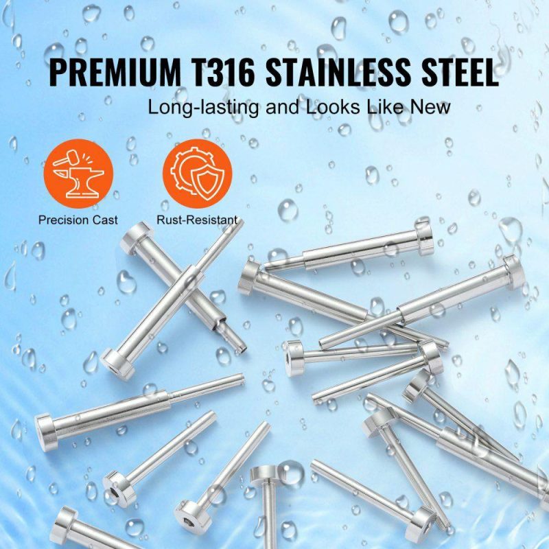 Decking & Fencing | 20 Pack Invisible Cable Railing kit, T316 Stainless Steel 1/8″ Invisible Receiver and Swage Stud End for Cable Railing, Swage Tensioner 1/8″ for Wood/Metal Post, Cable Railing Hardware, Silver Silver Decking & Fencing Decking & Fencing