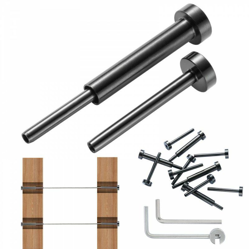 Decking & Fencing | 30 Pack Invisible Cable Railing kit, T316 Stainless Steel 1/8″ Invisible Receiver and Swage Stud End for Cable Railing, Swage Tensioner 1/8″ for Wood/Metal Post, Cable Railing Hardware, Black Black Decking & Fencing Black