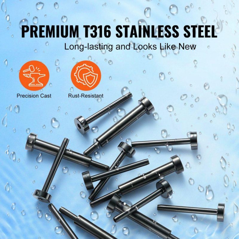 Decking & Fencing | 30 Pack Invisible Cable Railing kit, T316 Stainless Steel 1/8″ Invisible Receiver and Swage Stud End for Cable Railing, Swage Tensioner 1/8″ for Wood/Metal Post, Cable Railing Hardware, Black Black Decking & Fencing Black