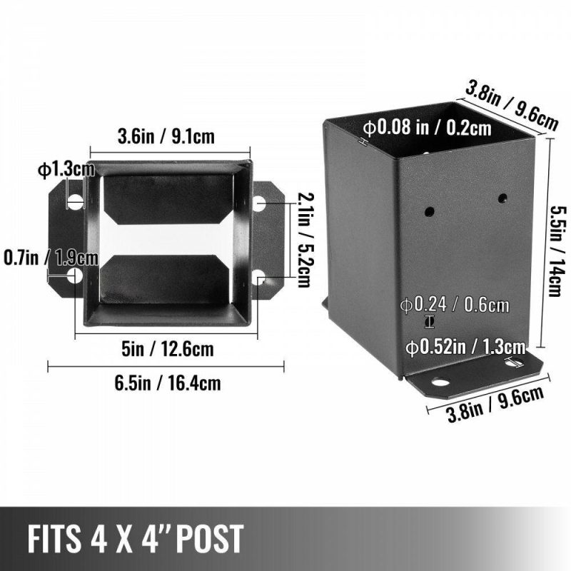 Decking & Fencing | 4 x 4 Post Base 3 PCs, Deck Post Base 3.6 x 3.6 inch, Post Bracket 2.5 lbs, Fence Post Anchor Black Powder-Coated Deck Post Base with Thick Steel for Deck Supports Porch Railing Post Holders Decking & Fencing Decking & Fencing