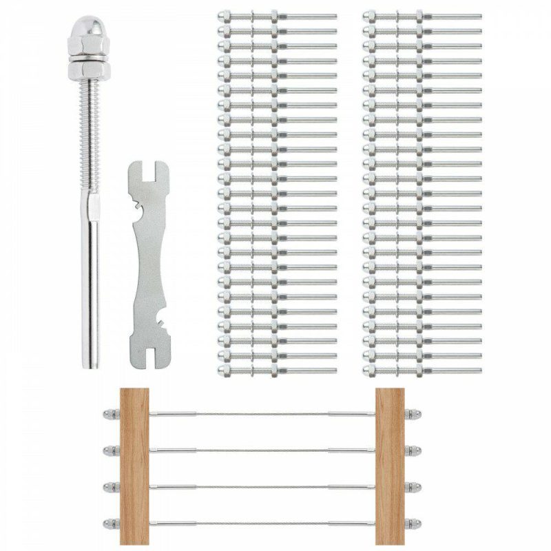 Decking & Fencing | 51 Pack Cable Railing Swage Threaded Stud Tension End Fitting Terminal for 1/8″ Deck Cable Railing, T316 Stainless Steel, Cable Railing Tensioner 1/8″ for Wood/Metal Post, Silver Decking & Fencing Decking & Fencing