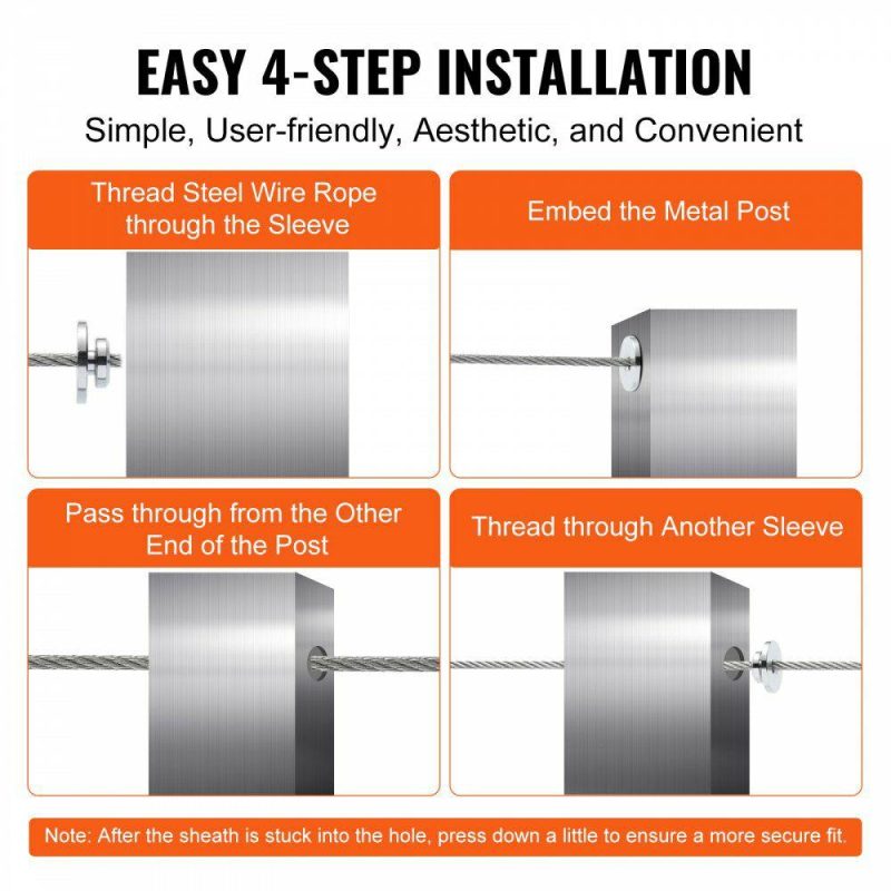 Decking & Fencing | 51Pack Cable Railing Kit 1/8″ Wheel Protector Sleeves, Bundle with Black Invisible 1/8″ Swage Tensioner and Terminal, Cable Railing Post Safeguard Covers for 0.41inch Horizontal Hole Post Decking & Fencing Decking & Fencing