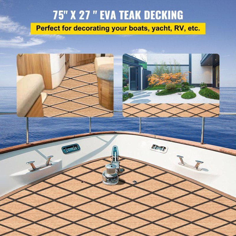 Decking & Fencing | 75″ x 27″ EVA Foam Marine Boat Flooring Teak Decking Sheet Pad Brown Decking & Fencing Brown