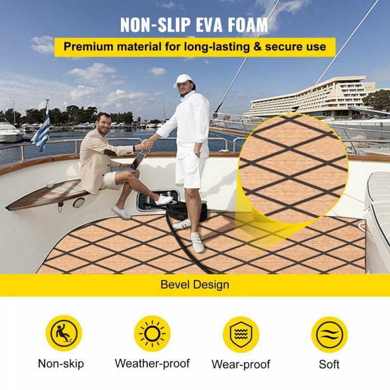 Decking & Fencing | 75″ x 27″ EVA Foam Marine Boat Flooring Teak Decking Sheet Pad Brown Decking & Fencing Brown