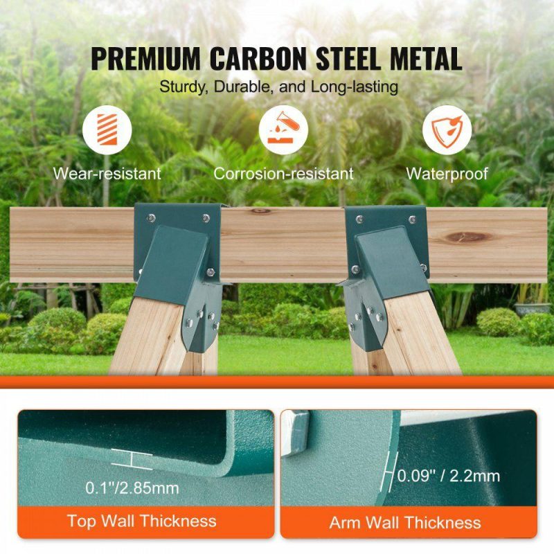 Decking & Fencing | A-Frame Middle Swing Set Brackets, Heavy Duty Carbon Steel Swing Set Hardware with Mounting Hardware, DIY Swing Set Bracket Swing Set Kit for 4×4 Legs & 4×6 Beam, Green (2 Pcs) Decking & Fencing Decking & Fencing