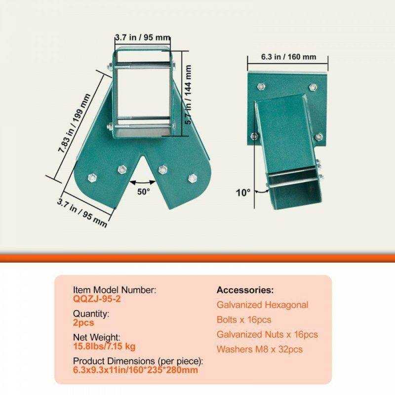 Decking & Fencing | A-Frame Middle Swing Set Brackets, Heavy Duty Carbon Steel Swing Set Hardware with Mounting Hardware, DIY Swing Set Bracket Swing Set Kit for 4×4 Legs & 4×6 Beam, Green (2 Pcs) Decking & Fencing Decking & Fencing