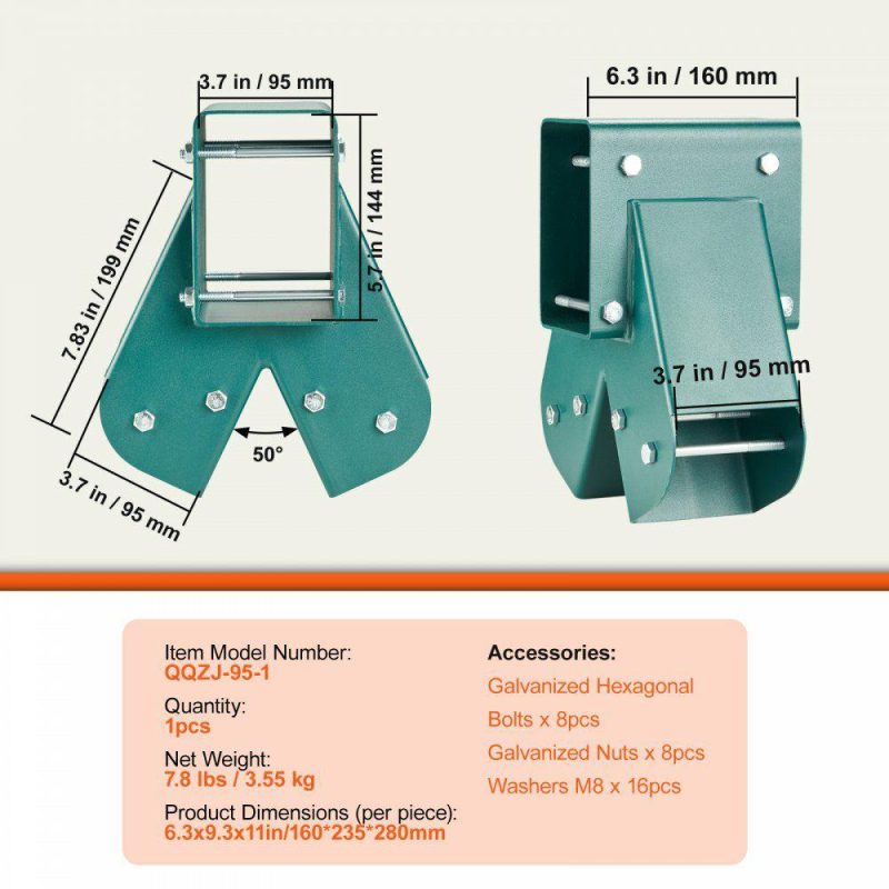 Decking & Fencing | A-Frame Middle Swing Set Brackets, Heavy Duty Carbon Steel Swing Set Hardware with Mounting Hardware, DIY Swing Set Bracket Swing Set Kit for 4×4 Legs & 4×6 Beam, Green Decking & Fencing Decking & Fencing