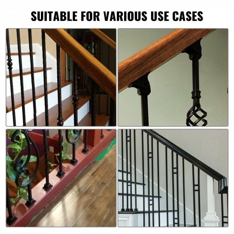 Decking & Fencing | Aluminum Alloy Baluster Shoes Square Balusters Baluster Wrought Spindles for Staircase Slant Shoes with Screw Holes for Use with 1/2 Inch Staircase Balusters, Spray Coated Black (50 Pcs) Hardware Decking & Fencing