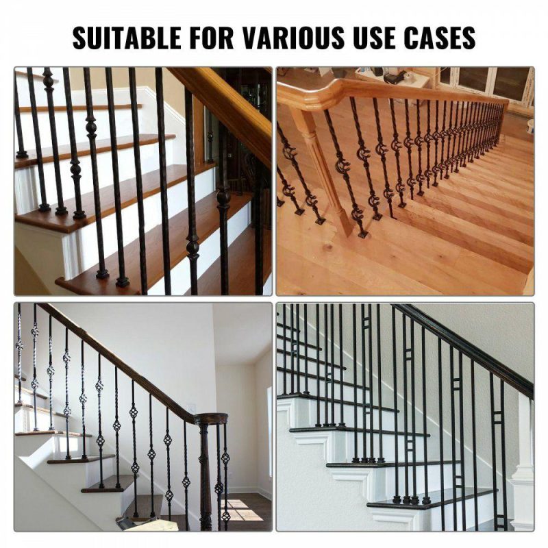 Decking & Fencing | Aluminum Alloy Baluster Shoes Stair Flat Shoe with Screw Holes for 1/2 Inch Square Scroll Basket Twist Knuckle Staircase Balusters Metal Spindle Railing, Satin Black (50 Pcs) Decking & Fencing Decking & Fencing