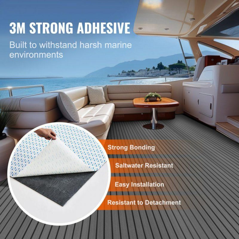 Decking & Fencing | Boat Flooring, EVA Foam Boat Decking 94.5″ x 17.7″, Non-Slip Self-Adhesive Flooring, 11.6 sq.ft Marine Carpet for Boats, Yacht, Pontoon, Kayak Decking Dark Gray + Black Decking & Fencing Dark Gray + Black