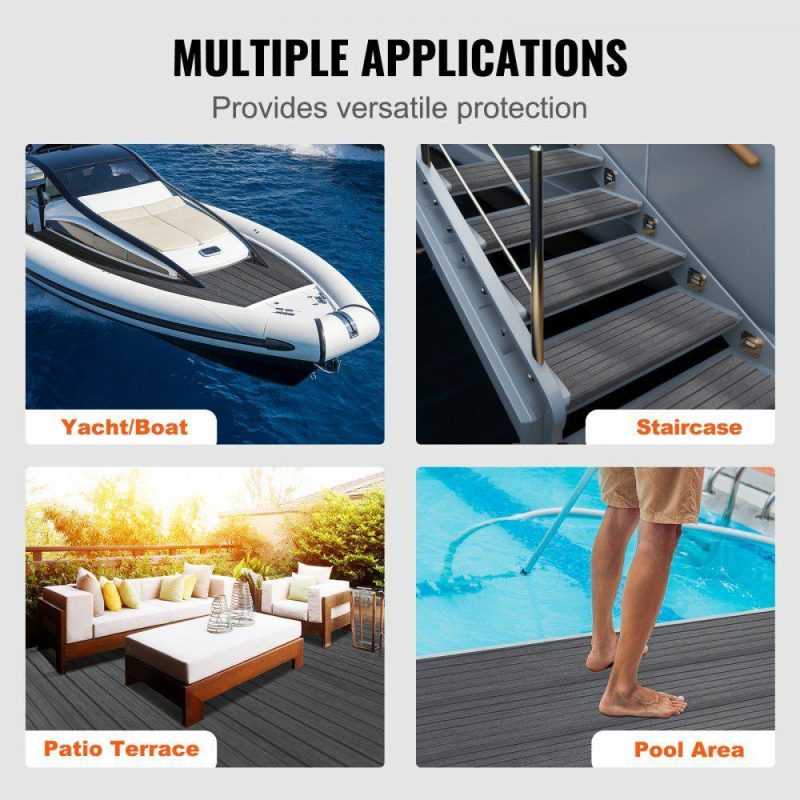 Decking & Fencing | Boat Flooring, EVA Foam Boat Decking 94.5″ x 17.7″, Non-Slip Self-Adhesive Flooring, 11.6 sq.ft Marine Carpet for Boats, Yacht, Pontoon, Kayak Decking Dark Gray + Black Decking & Fencing Dark Gray + Black