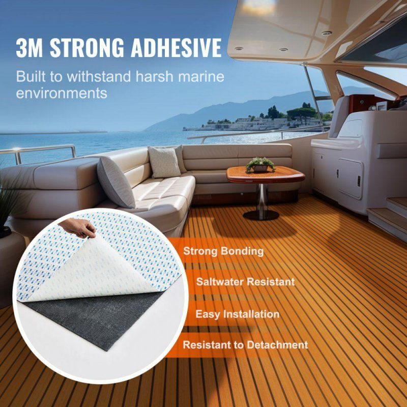 Decking & Fencing | Boat Flooring, EVA Foam Boat Decking 94.5″ x 35.4″, Non-Slip Self-Adhesive Flooring, 23.2 sq.ft Marine Carpet for Boats, Yacht, Pontoon, Kayak Decking Brown + Black Decking & Fencing Brown + Black