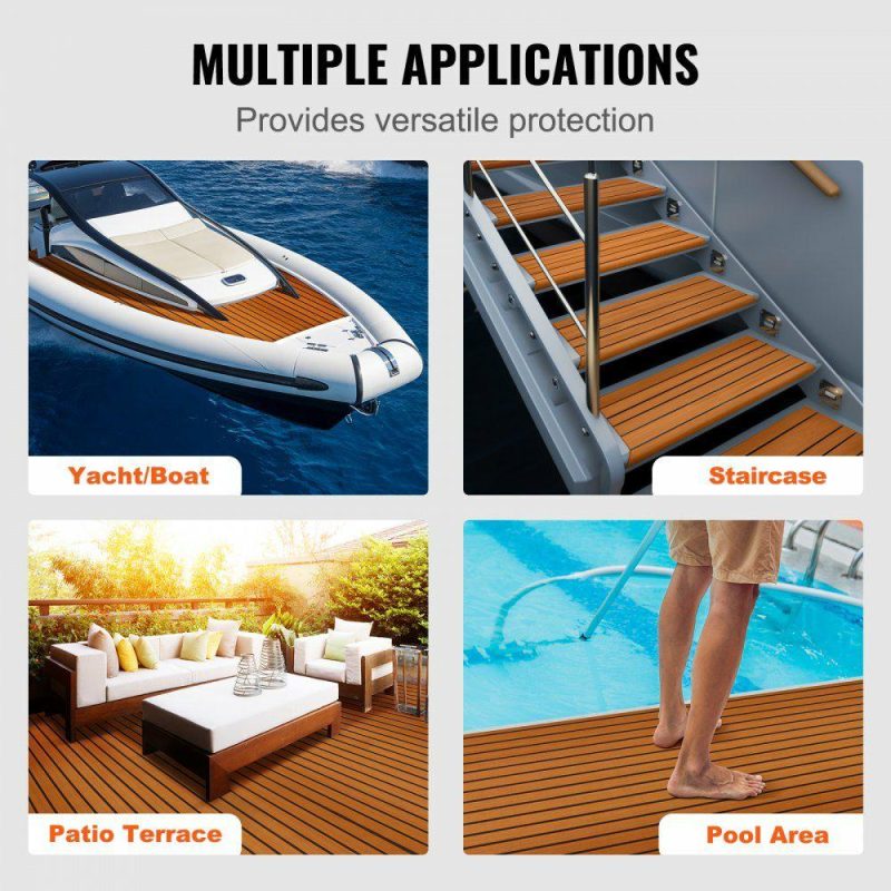 Decking & Fencing | Boat Flooring, EVA Foam Boat Decking 94.5″ x 35.4″, Non-Slip Self-Adhesive Flooring, 23.2 sq.ft Marine Carpet for Boats, Yacht, Pontoon, Kayak Decking Brown + Black Decking & Fencing Brown + Black