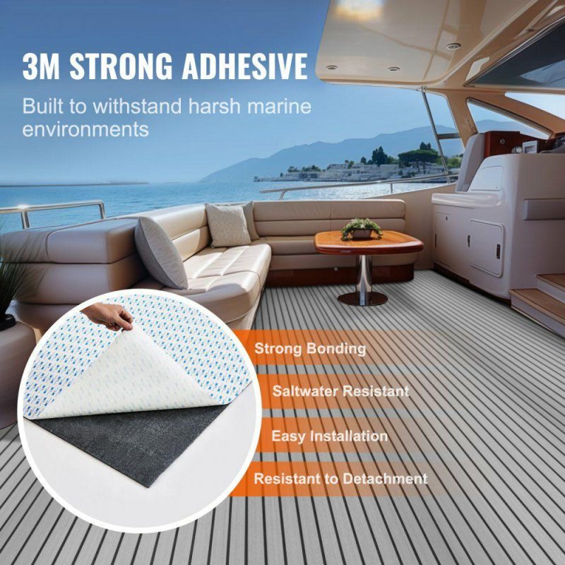 Decking & Fencing | Boat Flooring, EVA Foam Boat Decking 94.5″ x 35.4″, Non-Slip Self-Adhesive Flooring, 23.2 sq.ft Marine Carpet for Boats, Yacht, Pontoon, Kayak Decking Gray + Black Decking & Fencing Decking & Fencing