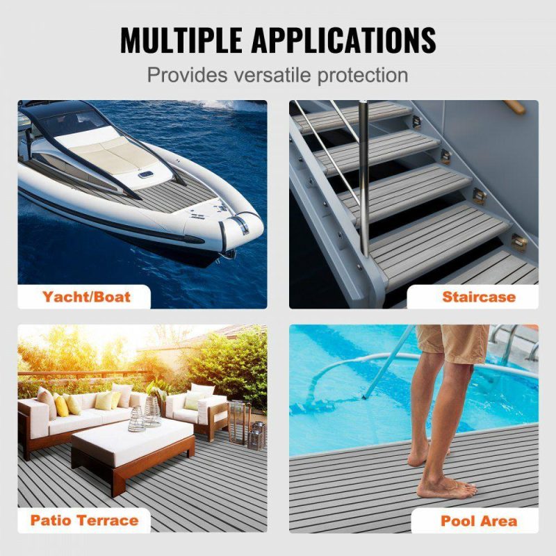 Decking & Fencing | Boat Flooring, EVA Foam Boat Decking 94.5″ x 35.4″, Non-Slip Self-Adhesive Flooring, 23.2 sq.ft Marine Carpet for Boats, Yacht, Pontoon, Kayak Decking Gray + Black Decking & Fencing Decking & Fencing