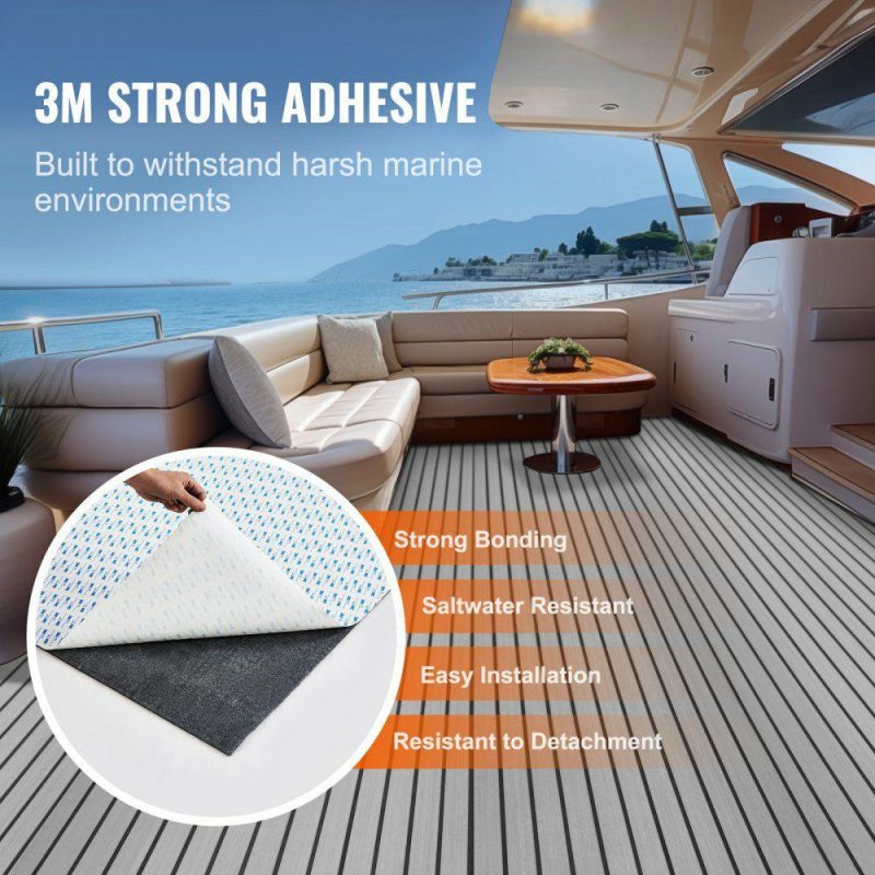 Decking & Fencing | Boat Flooring, EVA Foam Boat Decking 94.5″ x 45.7″, Non-Slip Self-Adhesive Flooring, 29.9 sq.ft Marine Carpet for Boats, Yacht, Pontoon, Kayak Decking Gray + Black Decking & Fencing Decking & Fencing