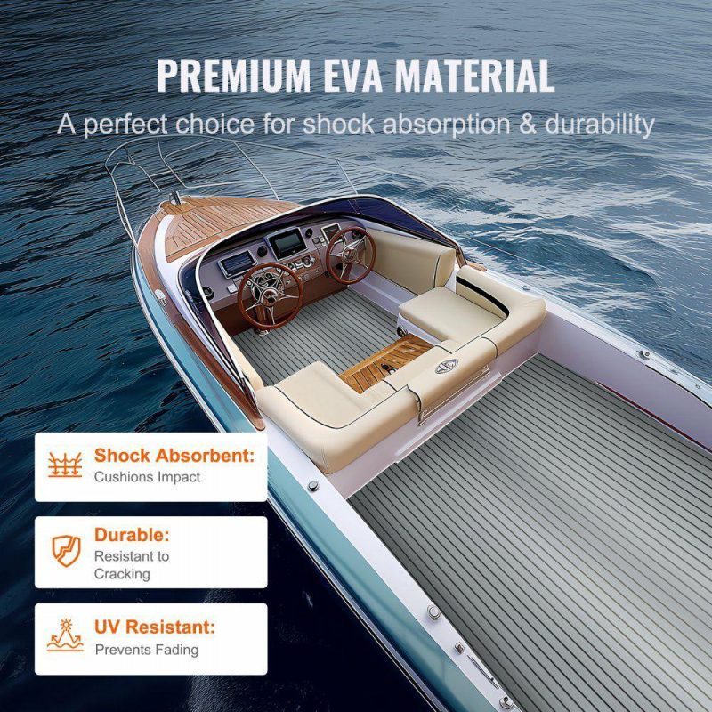 Decking & Fencing | Boat Flooring, EVA Foam Boat Decking 94.5″ x 45.7″, Non-Slip Self-Adhesive Flooring, 29.9 sq.ft Marine Carpet for Boats, Yacht, Pontoon, Kayak Decking Gray + Black Decking & Fencing Decking & Fencing