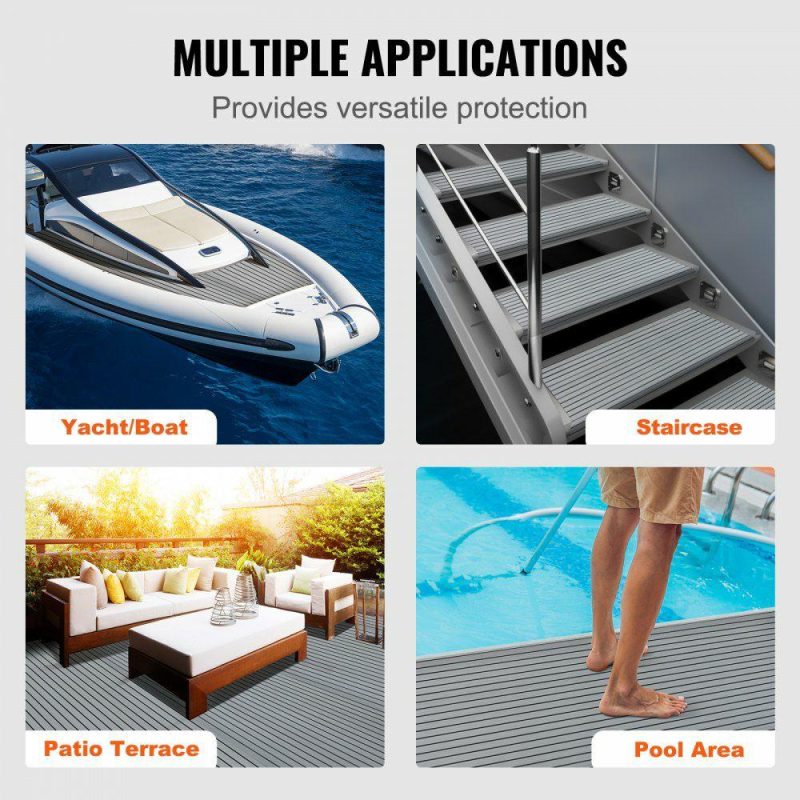 Decking & Fencing | Boat Flooring, EVA Foam Boat Decking 94.5″ x 45.7″, Non-Slip Self-Adhesive Flooring, 29.9 sq.ft Marine Carpet for Boats, Yacht, Pontoon, Kayak Decking Gray + Black Decking & Fencing Decking & Fencing