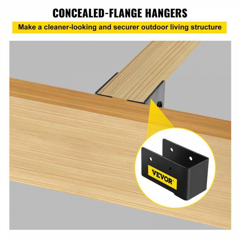 Decking & Fencing | Concealed Joist Hanger, 2″x4″ Outdoor Accent Concealed-Flange, Pack of 12 Concealed Joist Bracket, Q235 Steel Plate Powder-Coated Concealed Face Mount Joist Hanger for 2″x4″ Beam Swing, 3.7″ Black Decking & Fencing Black