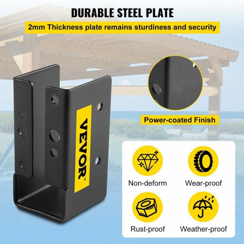 Decking & Fencing | Concealed Joist Hanger, 2″x4″ Outdoor Accent Concealed-Flange, Pack of 12 Concealed Joist Bracket, Q235 Steel Plate Powder-Coated Concealed Face Mount Joist Hanger for 2″x4″ Beam Swing, 3.7″ Black Decking & Fencing Black