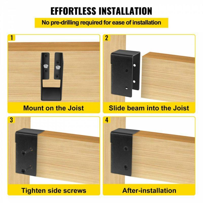 Decking & Fencing | Concealed Joist Hanger, 2″x4″ Outdoor Accent Concealed-Flange, Pack of 12 Concealed Joist Bracket, Q235 Steel Plate Powder-Coated Concealed Face Mount Joist Hanger for 2″x4″ Beam Swing, 3.7″ Black Decking & Fencing Black