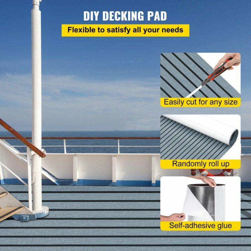 Decking & Fencing | EVA Foam Faux Teak Boat Decking Sheet 94.5 X 47.2 Inch 5MM Thick Non-Skid Self-Adhesive for Marine Yacht RV Swimming Pool Garden Boat Flooring Sheet (Dark Grey+Black Seam, 94.5″ x 47.2″) Dark Gray Decking & Fencing Dark Gray