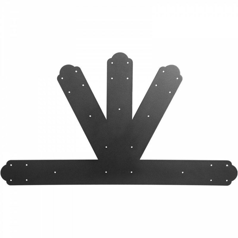 Decking & Fencing | Gable Plate, Black Powder-Coated Truss Connector Plates, 6:12 Pitch Gable Bracket, 4 mm / 0.16″ Steel Truss Nail Plates, Decorative Gable Plate with Bolts for Wooden Beam Use Black Decking & Fencing Black