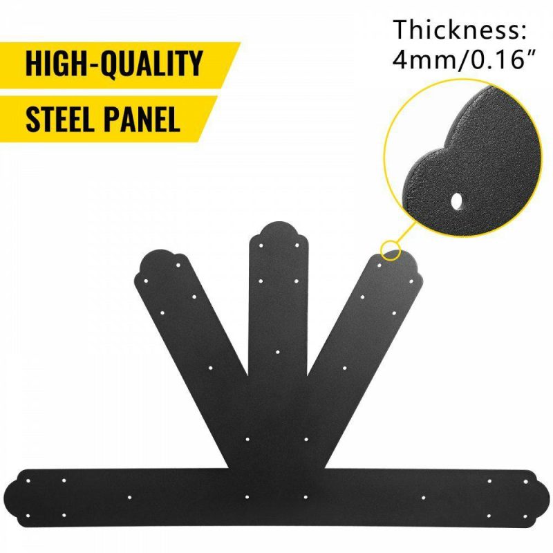 Decking & Fencing | Gable Plate, Black Powder-Coated Truss Connector Plates, 6:12 Pitch Gable Bracket, 4 mm / 0.16″ Steel Truss Nail Plates, Decorative Gable Plate with Bolts for Wooden Beam Use Black Decking & Fencing Black