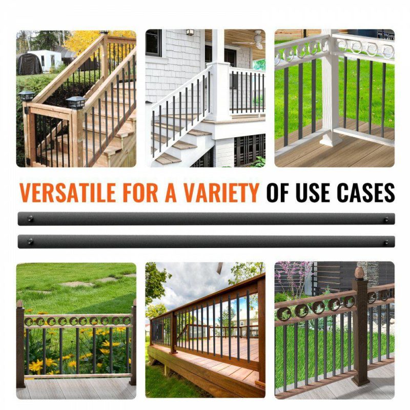 Decking & Fencing | Staircase Metal Balusters, 29.5” x 1” Flat Aluminum Alloy Decorative Banister Spindles, 51 Pack Deck Baluster with Screws, Classic Hollow Deck Railing Satin Black Powder Coated for Porch Decking & Fencing Decking & Fencing