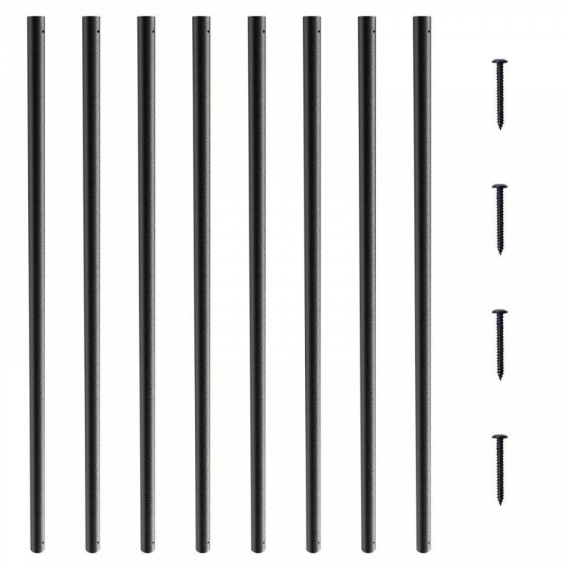 Decking & Fencing | Staircase Metal Balusters, 3/4” Round x 32” Long Aluminum Decorative Banister Spindles, 101 Pack Deck Baluster with Screws, Classic Hollow Deck Railing Satin Black Powder Coated for Porch Decking & Fencing Decking & Fencing