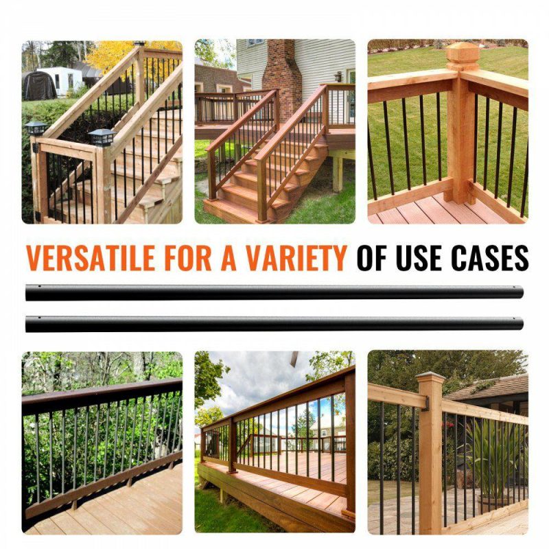 Decking & Fencing | Staircase Metal Balusters, 3/4” Round x 32” Long Aluminum Decorative Banister Spindles, 101 Pack Deck Baluster with Screws, Classic Hollow Deck Railing Satin Black Powder Coated for Porch Decking & Fencing Decking & Fencing