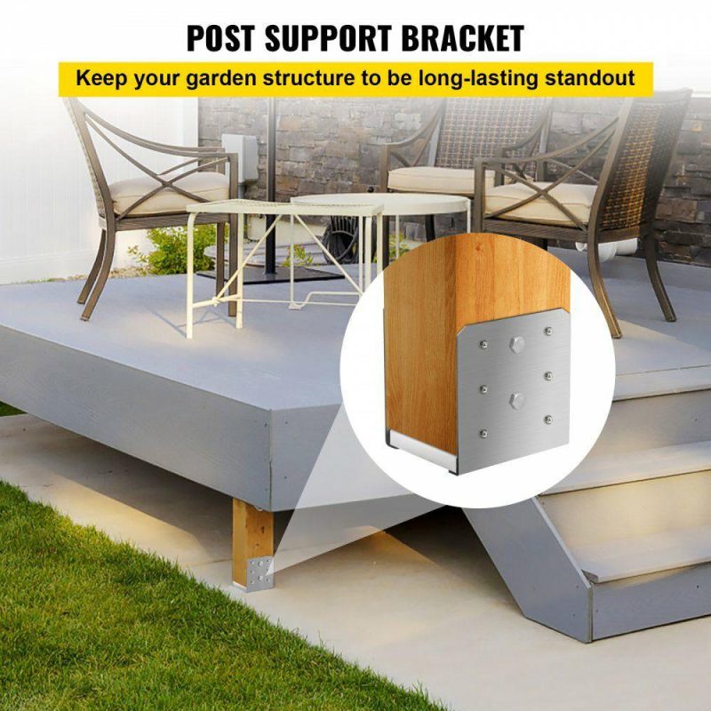 Decking & Fencing | Standoff Post Base 6 x 6″(Inner Size:5.71 x 5.2″) 10 PCS Stainless Steel Adjustable Post Base Adjustable Post Anchor with Fiber Drawing Surface and Full Set of Accessories for Rough Size Lumber Silver Decking & Fencing Decking & Fencing