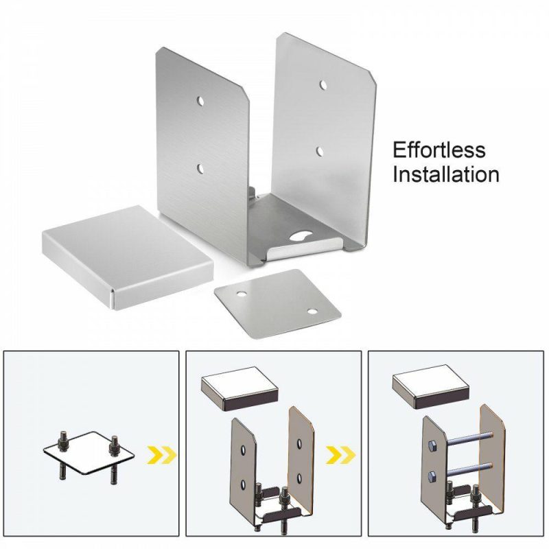 Decking & Fencing | Standoff Post Base Inner Size 5.71 x 5.2″ (Use for 6 x 6″) 316 Stainless Steel Adjustable Post Base Post Anchor with Fiber Drawing Surface and Full Set of Accessories for Rough Size Lumber Decking & Fencing Decking & Fencing