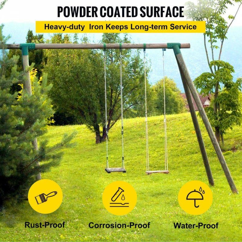 Decking & Fencing | Swing Set Bracket 12″ Swing Bracket A-Frame Construction Swing Set Hardware Iron Material with Green Powder Coated DIY Swing Set End Bracket Swing Set Kit for 2 (4×4″) Legs & 1 (4×6″) Beam-2 PCS Green Decking & Fencing Decking & Fencing