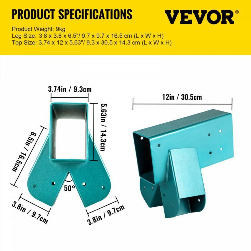 Decking & Fencing | Swing Set Bracket 12″ Swing Bracket A-Frame Construction Swing Set Hardware Iron Material with Green Powder Coated DIY Swing Set End Bracket Swing Set Kit for 2 (4×4″) Legs & 1 (4×6″) Beam-2 PCS Green Decking & Fencing Decking & Fencing