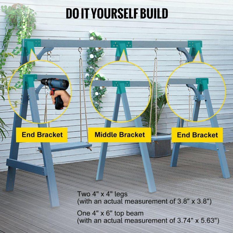 Decking & Fencing | Swing Set Bracket, 3 PCs 12″ Swing Bracket, A-Frame Construction Swing Set Hardware, Iron Material with Green Powder Coated DIY Swing Set Brackets Kit, Swing Set Kit for 2(4×4) Legs 1(4×6) Beam Decking & Fencing Decking & Fencing