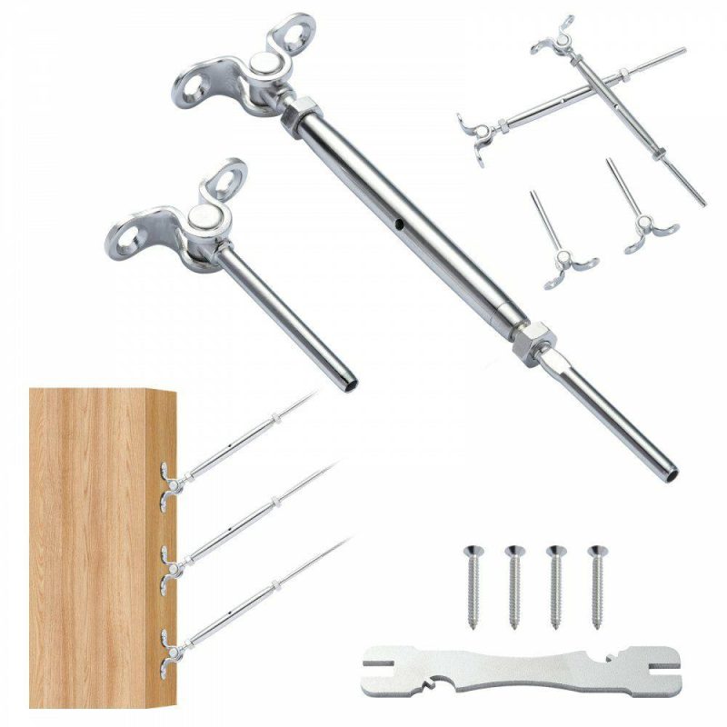 Decking & Fencing | T316 Stainless Steel Adjustable Angle 1/8″ Cable Railing Kit/Hardware for Wood Post，Marine Grade for 1/8″Wire Rope,0-180-Degree Angle & Easy Installation, Silver (20 Pack) Decking & Fencing Decking & Fencing