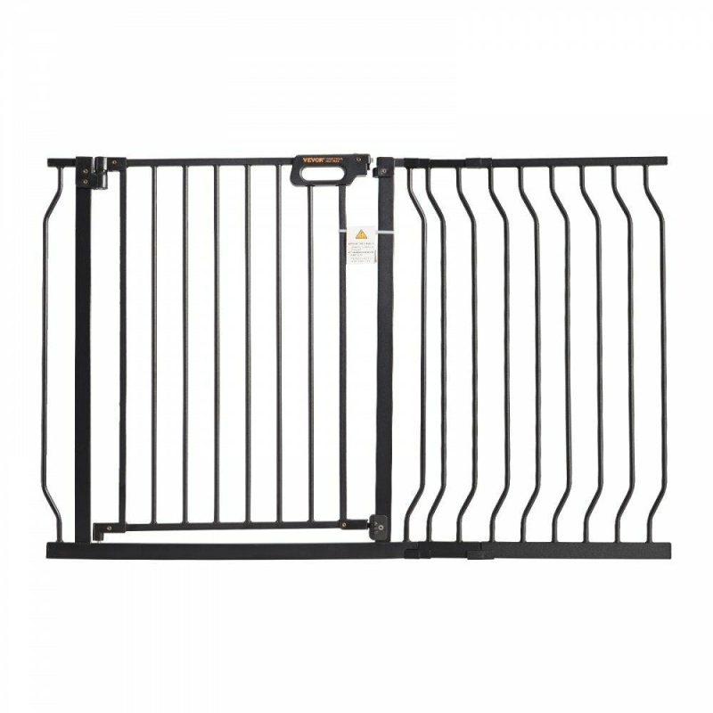 Door Hardware & Locks | Baby Gate, 29.5″-48.4″ Extra Wide, 30″ High, Dog Gate for Stairs Doorways and House, Easy Step Walk Thru Auto Close Child Gate Pet Security Gate with Pressure Mount Kit and Wall Mount Kit, Black Black Door Hardware & Locks Black