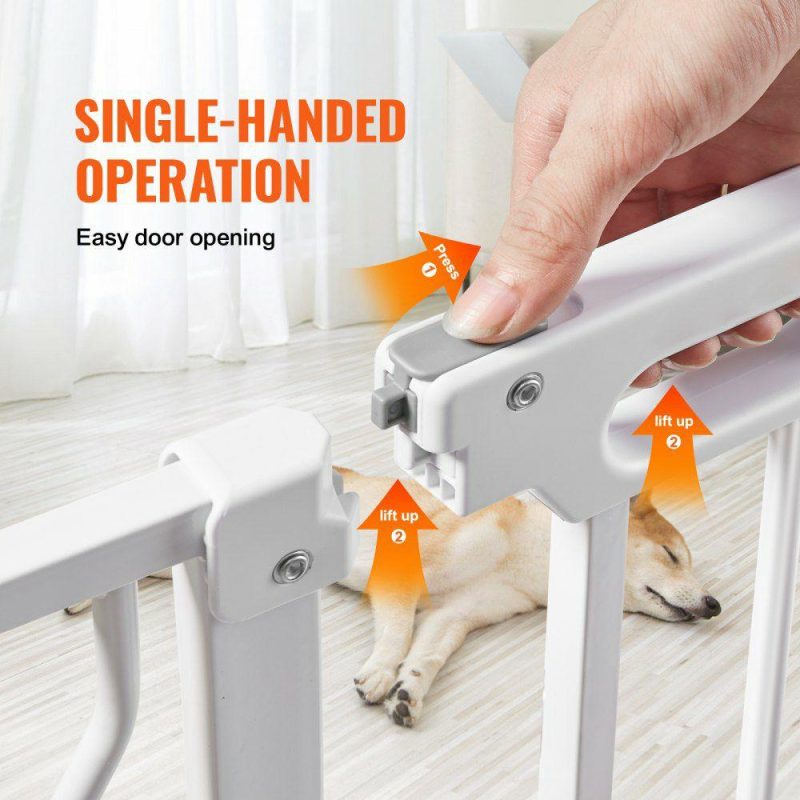 Door Hardware & Locks | Baby Gate, 29.5″-48.4″ Extra Wide, 30″ High, Dog Gate for Stairs Doorways and House, Easy Step Walk Thru Auto Close Child Gate Pet Security Gate with Pressure Mount Kit and Wall Mount Kit, White White Door Hardware & Locks Door Hardware & Locks