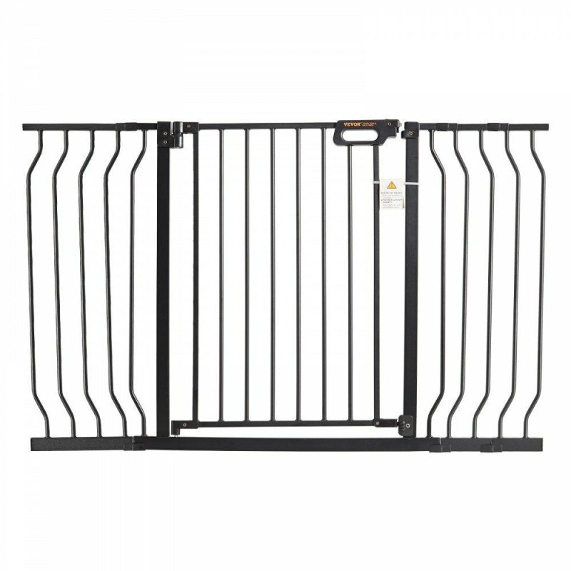 Door Hardware & Locks | Baby Gate, 29.5″-53″ Extra Wide, 30″ High, Dog Gate for Stairs Doorways and House, Easy Step Walk Thru Auto Close Child Gate Pet Security Gate with Pressure Mount Kit and Wall Mount Kit, Black Black Door Hardware & Locks Black