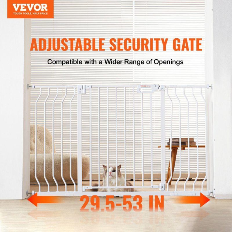 Door Hardware & Locks | Baby Gate, 29.5″-53″ Extra Wide, 30″ High, Dog Gate for Stairs Doorways and House, Easy Step Walk Thru Auto Close Child Gate Pet Security Gate with Pressure Mount Kit and Wall Mount Kit, White White Door Hardware & Locks Door Hardware & Locks