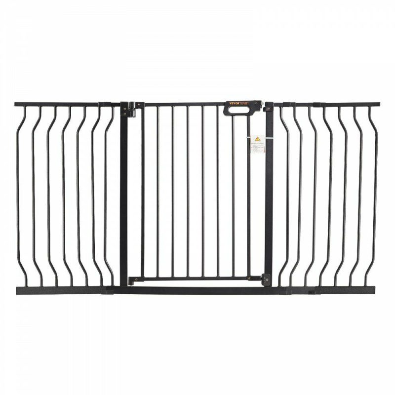 Door Hardware & Locks | Baby Gate, 29.5″-57.8″ Extra Wide, 30″ High, Dog Gate for Stairs Doorways and House, Easy Step Walk Thru Auto Close Child Gate Pet Security Gate with Pressure Mount Kit and Wall Mount Kit, Black Black Door Hardware & Locks Black