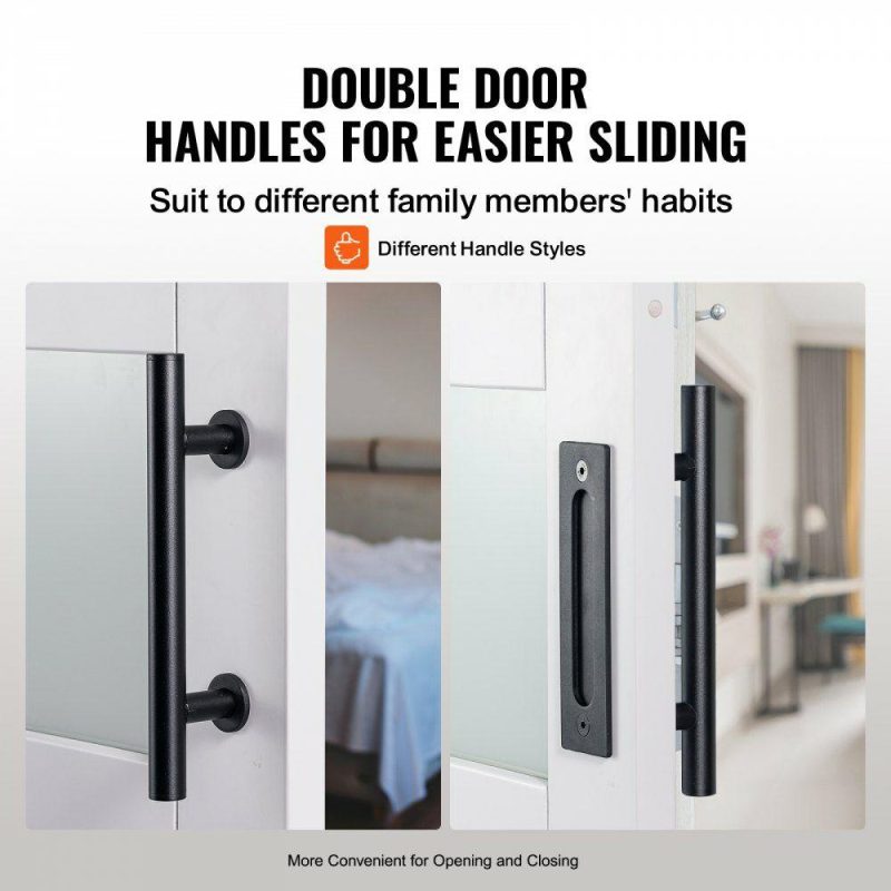 Door Hardware & Locks | Barn Door and Hardware Kit, 30″ x 84″ Wood and Glass Sliding Barn Door, Smoothly and Quietly, Barn Door Kit with 8-in-1 Floor Guide and Door Handle, Spruce Wood Slab and Frosted Glass White Door Hardware & Locks Door Hardware & Locks