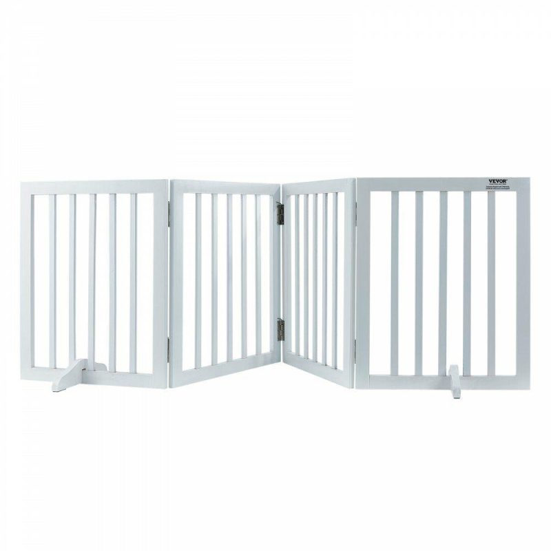 Door Hardware & Locks | Free Standing Dog Gate, 24″ H x 80.3″ W Freestanding Pet Gate, 4 Panels Foldable Dog Gate for Wide and Narrow Passageways, Expandable Dog Barrier with Silent Foot Support for Indoor, White White Door Hardware & Locks Door Hardware & Locks