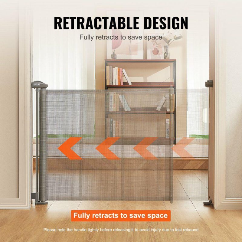 Door Hardware & Locks | Retractable Baby Gate, 34.2″ Tall Mesh Baby Gate, Extends up to 60″ Wide Retractable Gate for Kids or Pets, Retractable Dog Gates for Indoor Stairs, Doorways, Hallways, Playrooms, Gray Gray Door Hardware & Locks Door Hardware & Locks